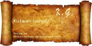 Kulman Gergő névjegykártya